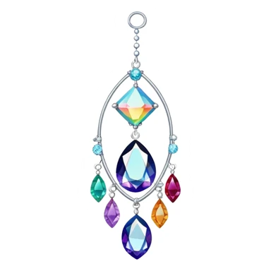 Hanging chained suncatcher with crystal gemstones  sticker