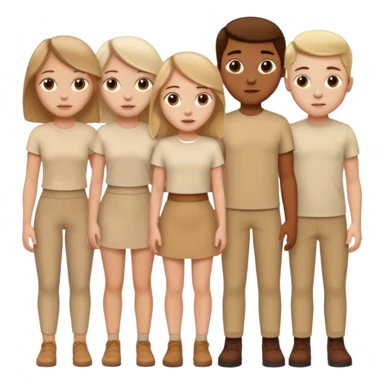 4 white girls and 2 white boys in beige clothes sticker