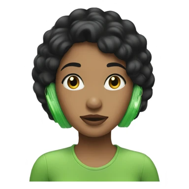 Black hair girl listening to her green air pro max sticker