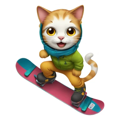 snowboarding cat sticker