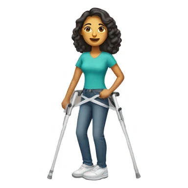 latina Woman with leg cast on crutches sticker
