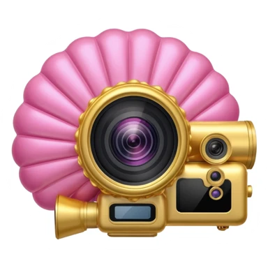 gold rococo pink inflatable puffy balloon shell camcorder sticker