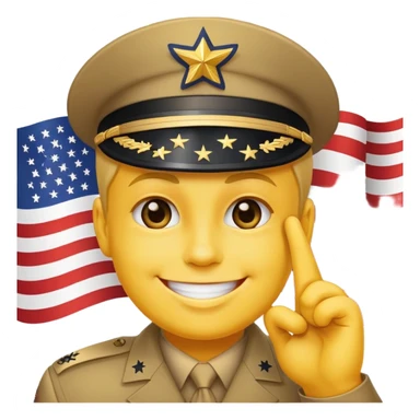 Yellow face saluting with an American flag in the background sticker