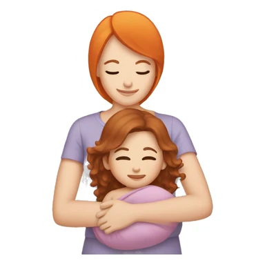Newborn with brown hair being held by orange hair mom sticker