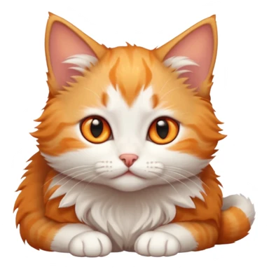 full body of very small + skinny ginger and white kitten with deep orange eyes and triangular shaped face lying down sticker