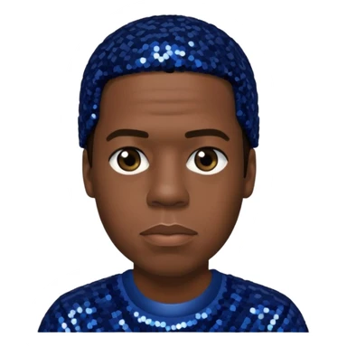 Jay-Z with dark brown hair, dark blue sequin outfit sticker