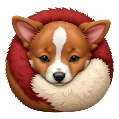 Sleeping red heeler puppy curled up in a ball sticker