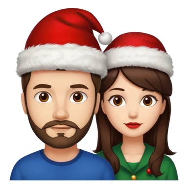 SCOTTISH MAN WITH STUBBLE AND BRUNETTE WOMAN WITH XMAS HAT sticker