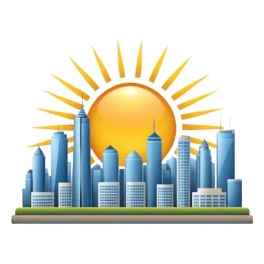 city with sun sticker