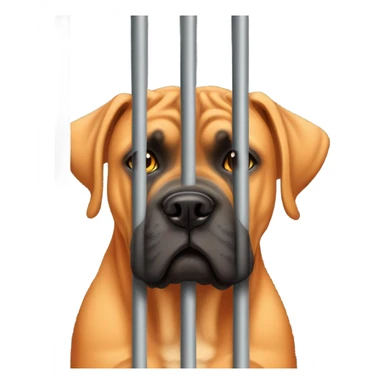 An orange-colored Cane Corso behind bars. sticker
