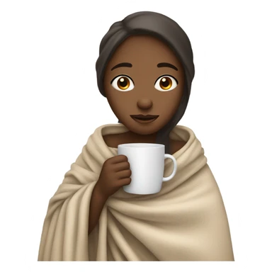 girl inside a blanket sipping coffee eyes open sticker