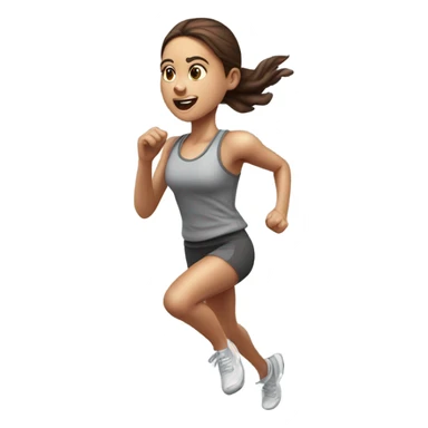 Full hyperrealistic pencil drawing of athletic girl with brown hair doing cardio on treadmill sticker