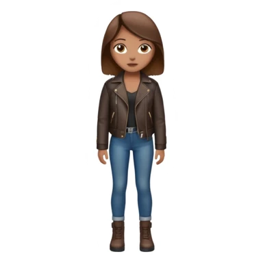 Girl in leather jocket, full body, different color sticker