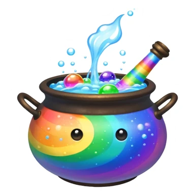 rainbow potion in a cauldron sticker
