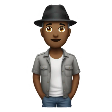 Adult man with black hat and a grey shirt and cargo shorts with a watch on sticker