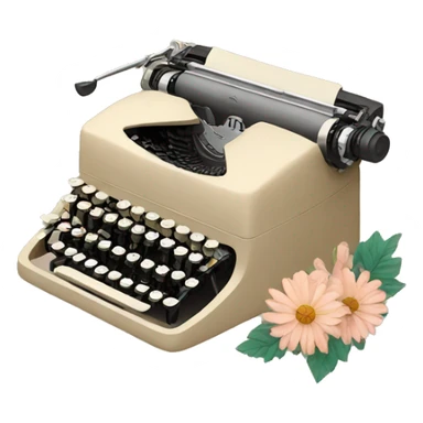 beige typewriter and flowers sticker