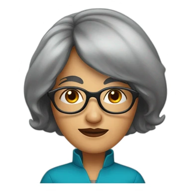 50 year old european women with black hair rond glasses sticker