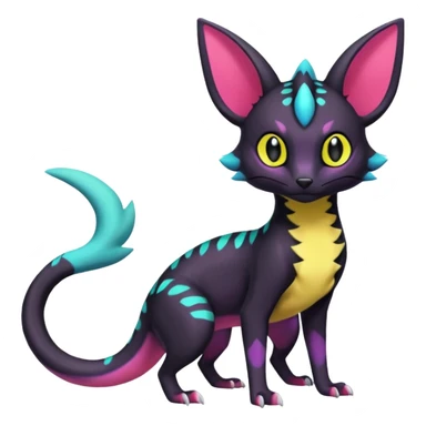 Neon pastel Salandit-Umbreon-Genet-Noivern-Noibat-Serval-Hybrid (Full body) sticker