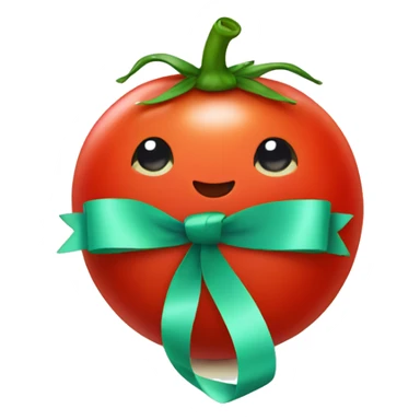 cute tomato with ribbon sticker