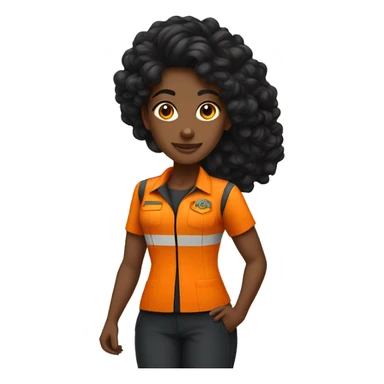 Mulher negra cabelo comprido uniforme laranja sticker