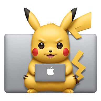 Pikatchu close face using Apple MacBook Pro sticker