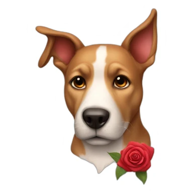 Dog whit a rose red sticker