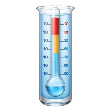 The thermometer is placed in a clear glass of water and shows the temperature. sticker