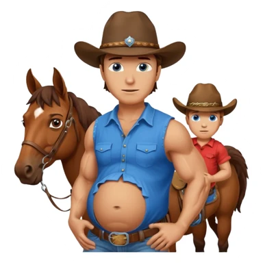 pregnant man  with horse sticker