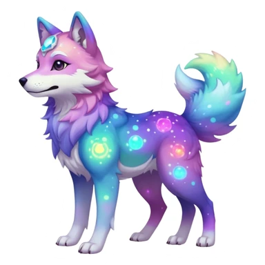 anthropomorphic anthro kawaii cute colorful shiny pastel nebula furry wolf-fursona furry (full body) sticker