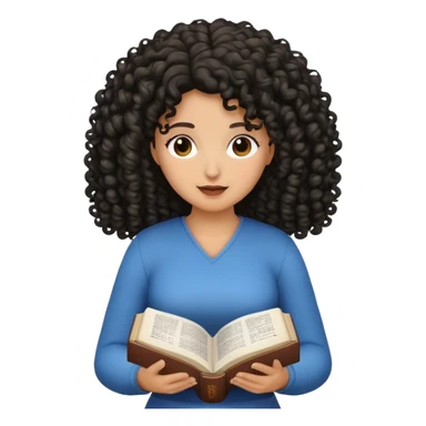Woman curly hair black reading bible sticker