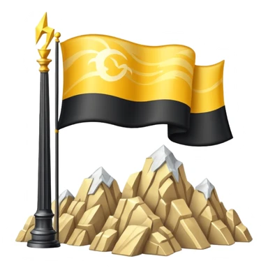 Design a rectangular emoji-style flag representing Mount Olympus, the realm of the gods. Include classic Greek elements such as golden clouds, marble pillars, and Zeus's lightning bolt.  sticker