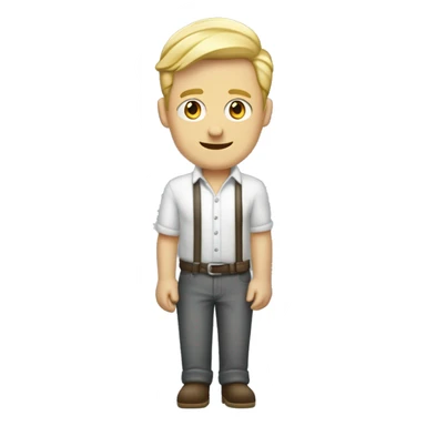 Blonder Mann Anfang 30 ohne Brille und Bart, der ein Leinenhemd trägt sowie eine silberne lange Kette mit einer silbernen Plakette und ein Armband aus Perslen  sticker