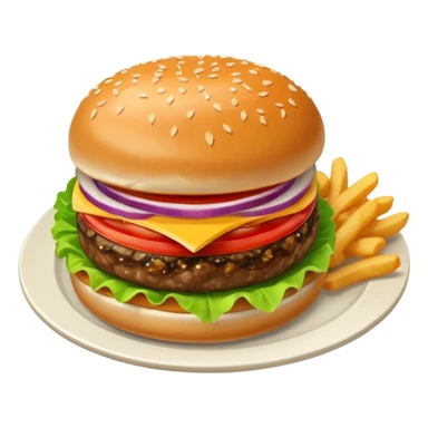 Draw a hamburger on a plate, isometric camera with high angle sticker