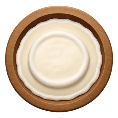 glutinous rice flour soaked in water on circular wooden plate with curved edges sticker