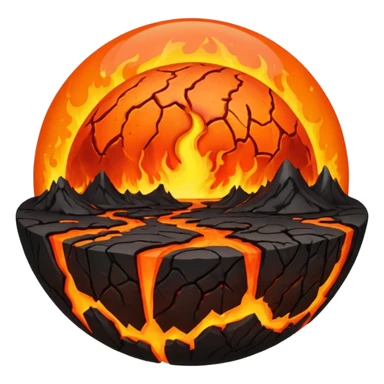 sphere globe planet, surface covered with lava and valley sticker