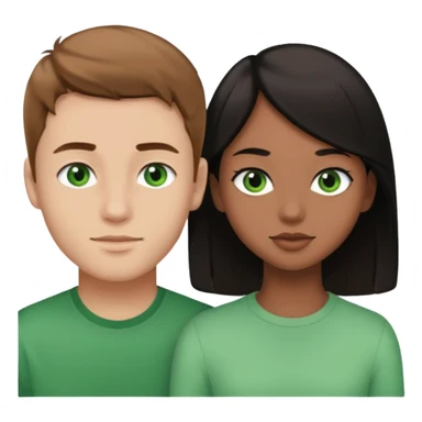 A boyfriend with light brown hair and green eyes next to his girlfriend with black eyes and black hair sticker