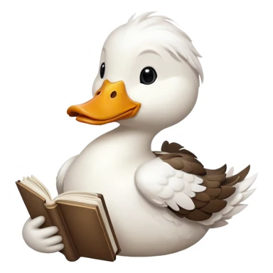 white duck holding book sticker