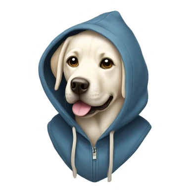 White Labrador wearing a hoodie sticker