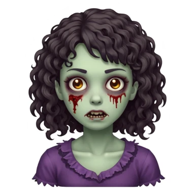 Faça uma garota zumbi, com cabelos cacheados & uma franja. sticker