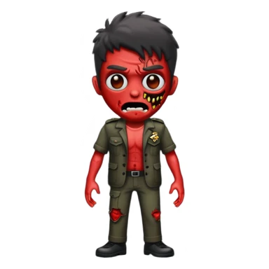 Emoji de zumbi masculino com a roupa preta e o fundo preto sticker