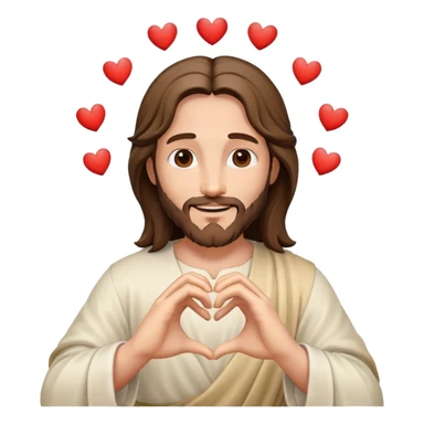 Joyful Jesus creating heart shape with hands sticker