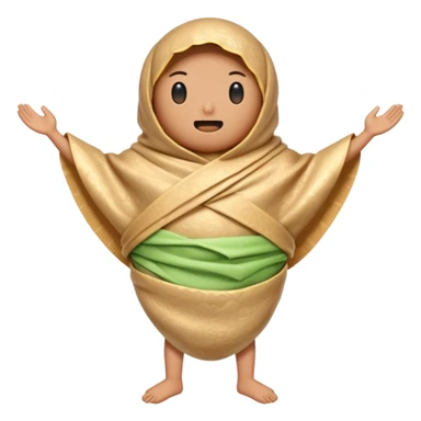 A burrito with arms and legs and no face sticker