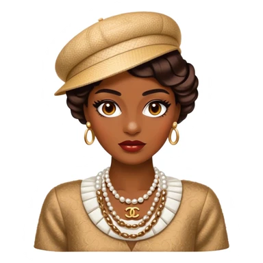 Cinematic Realistic Chanel Pop Culture Emoji, depicted with timeless elegance and iconic style rendered with luxurious textures and dynamic, sophisticated lighting. sticker
