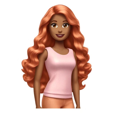 barbie, long wavy copper hair sticker