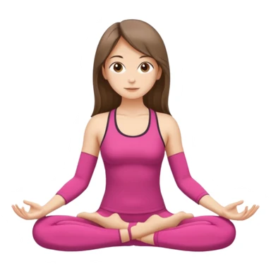 This same girl is sitting in a lotus position, with valley-length hair, wearing sportswear, with fair skin, brown eyes, and normal body proportions. sticker