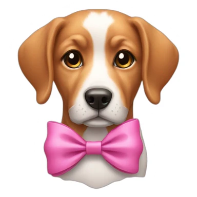 Dog wearing a pink bow sticker