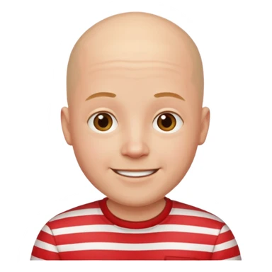 happy bald young man with red striped shirt sticker