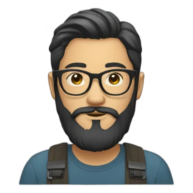 bearded asian man hipster glasses sticker