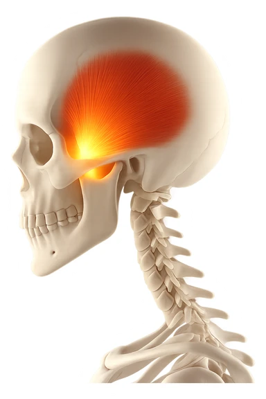 focus su muscolo temporale illuminato sticker