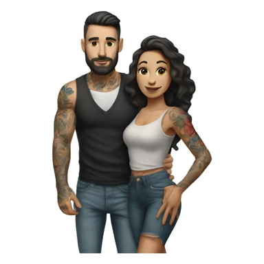 Hyper Realistic beautiful woman in the arms of a very handsome tattooed man walking  sticker